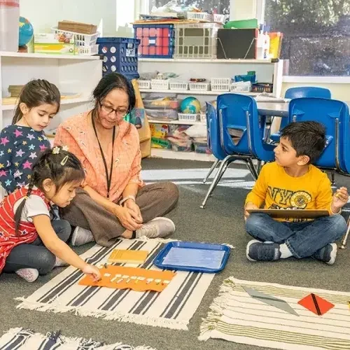 Montessori Early Childhood Classroom with Developmental Workstations